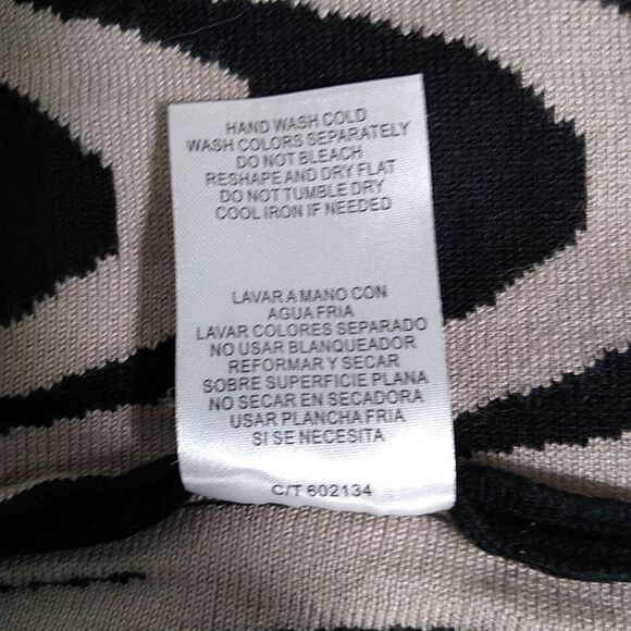 DANNY & NICOLE Midi Knee Dress Drop Waist Fit And Flare  Black Tan Geometric  L - Picture 7 of 8